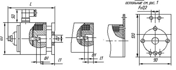 Габаритные и присоединительные размеры электромагнита ЭМТ-15