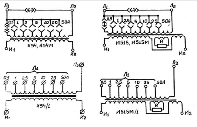 Схема электрическая трансформаторов И54М, И515М