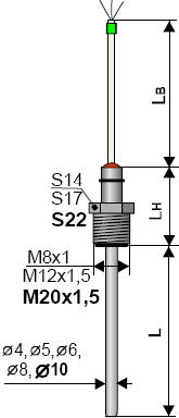 Габаритные и установочные размеры Термопреобразователя ТСМ-101